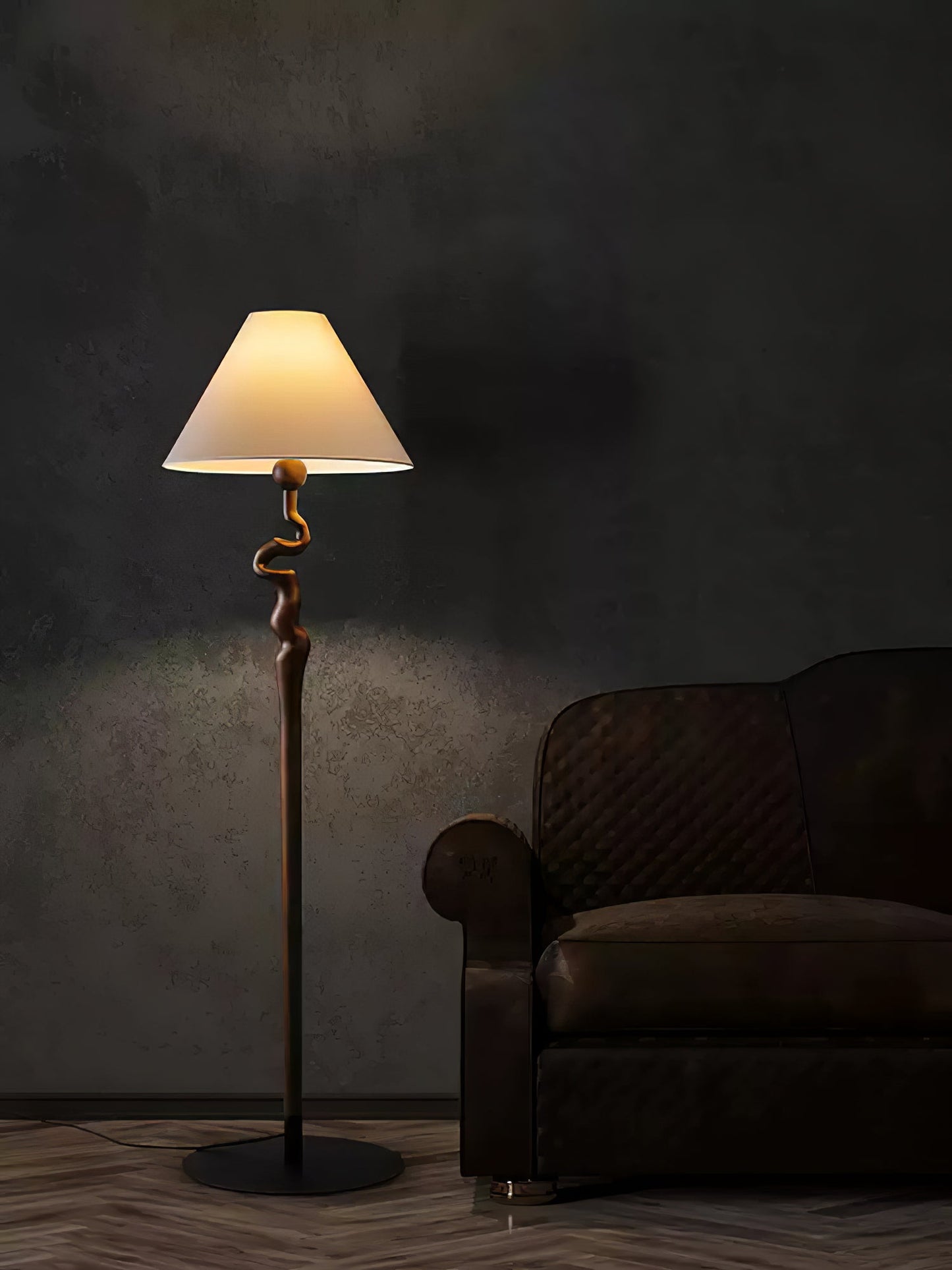 Serpentine Twist Floor Lamp with Adjustable Shade LED Indoor