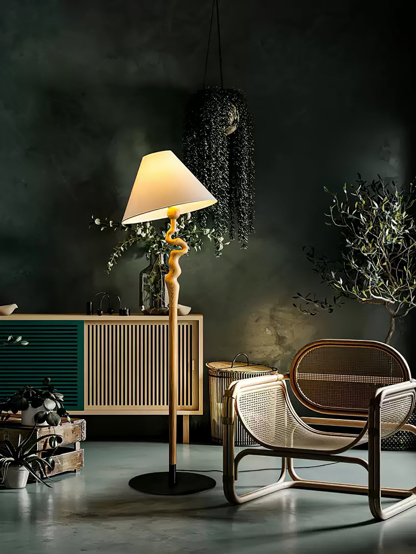 Serpentine Twist Floor Lamp with Adjustable Shade LED Indoor