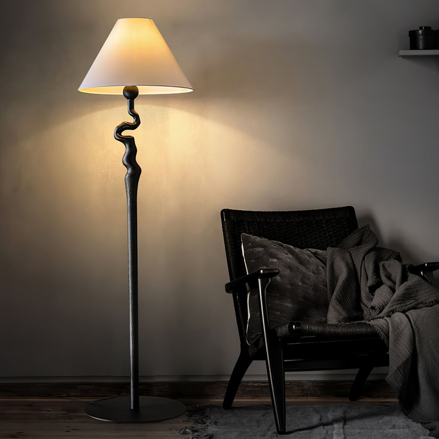 Serpentine Twist Floor Lamp with Adjustable Shade LED Indoor