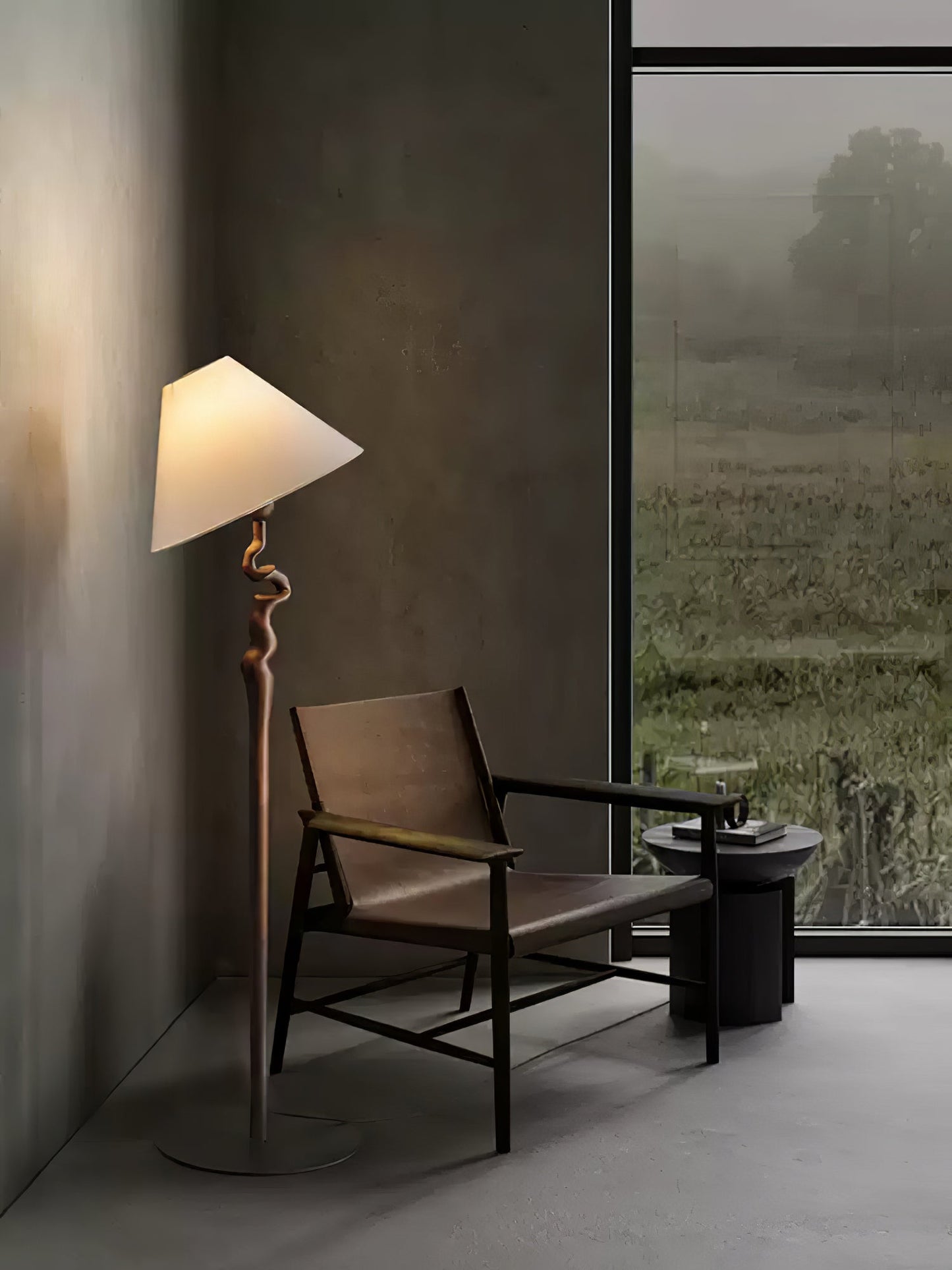 Serpentine Twist Floor Lamp with Adjustable Shade LED Indoor