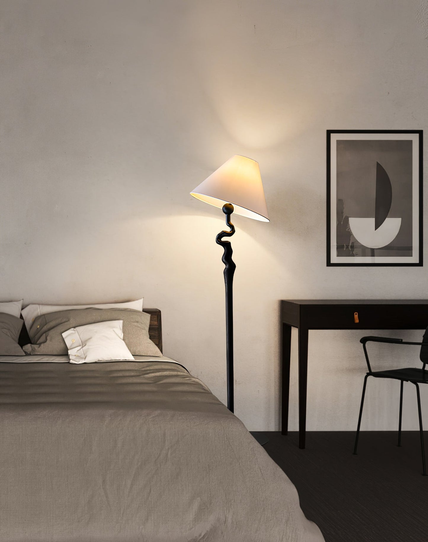 Serpentine Twist Floor Lamp with Adjustable Shade LED Indoor