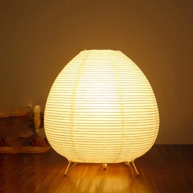 LED Lantern Table Lamp | Elegant Rice Paper Shade | Modern Lighting for Living Room, Bedroom & Office - Ifor