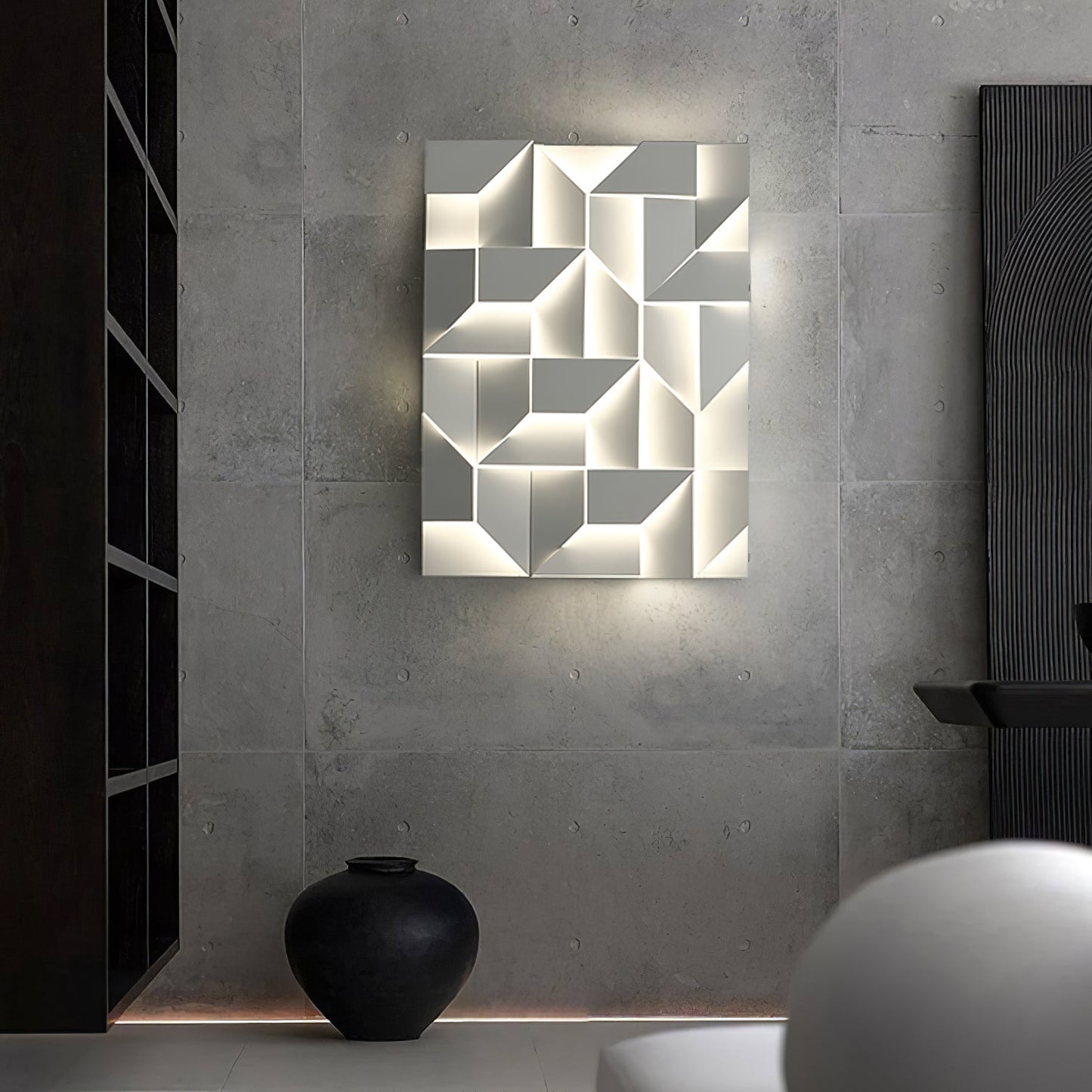 Shadows Grand Plug-in Sconce LED Wall Light - White Metal
