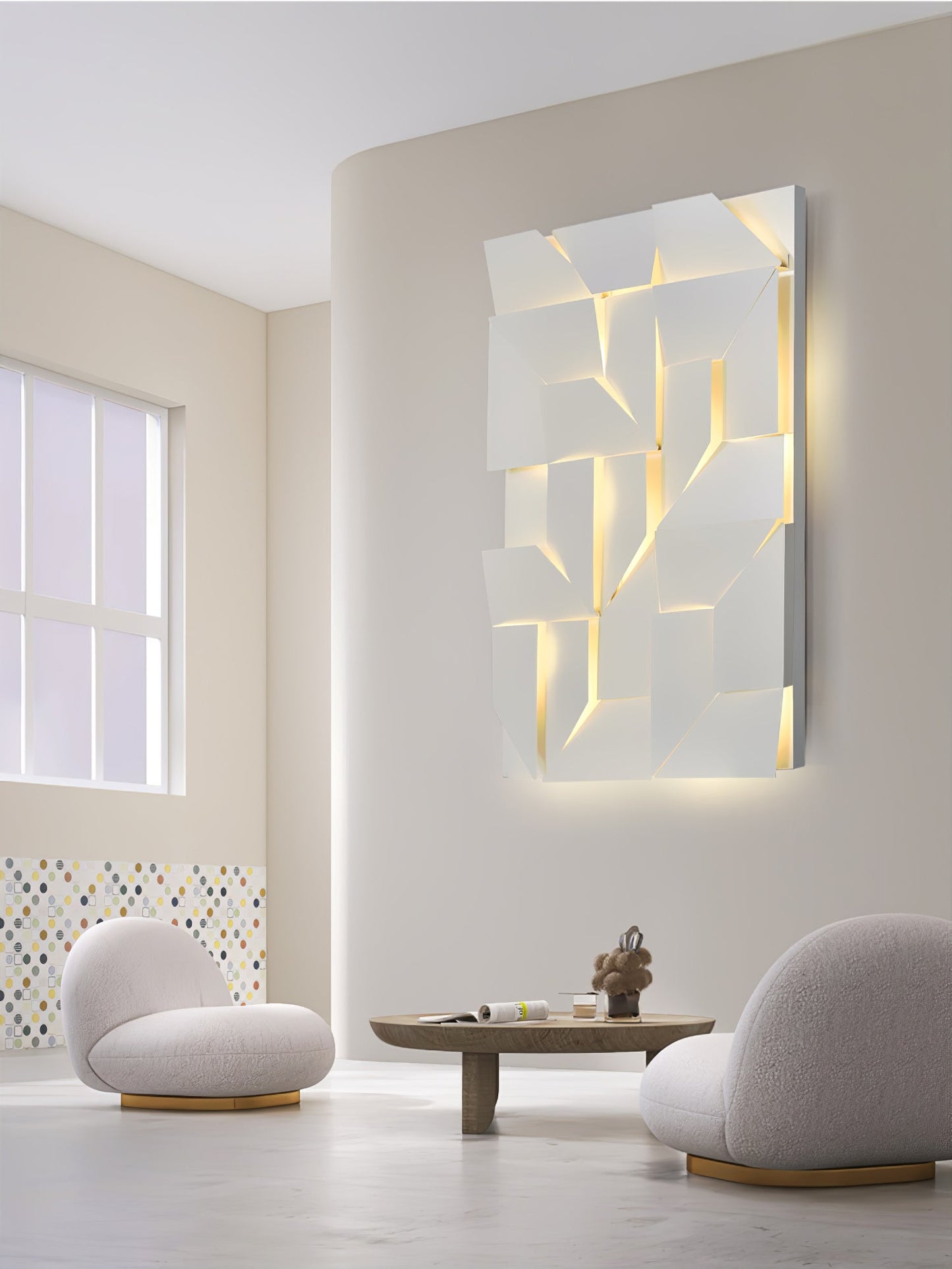 Shadows Grand Plug-in Sconce LED Wall Light - White Metal