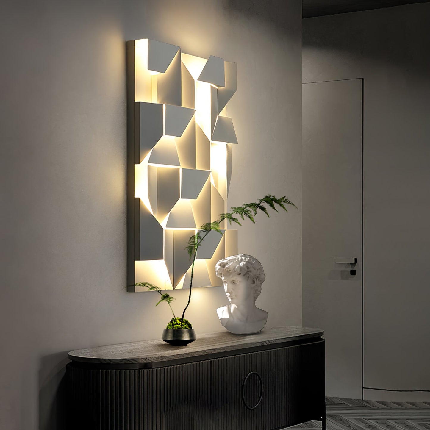 Shadows Grand Plug-in Sconce LED Wall Light - White Metal
