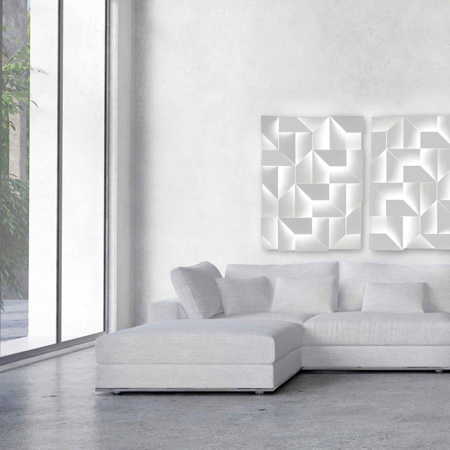 Shadows Grand Plug-in Sconce LED Wall Light - White Metal