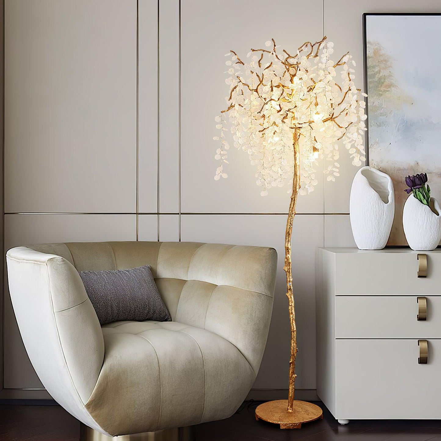 Shiro Noda Floor Light - LED Brass & Glass Design 175cm