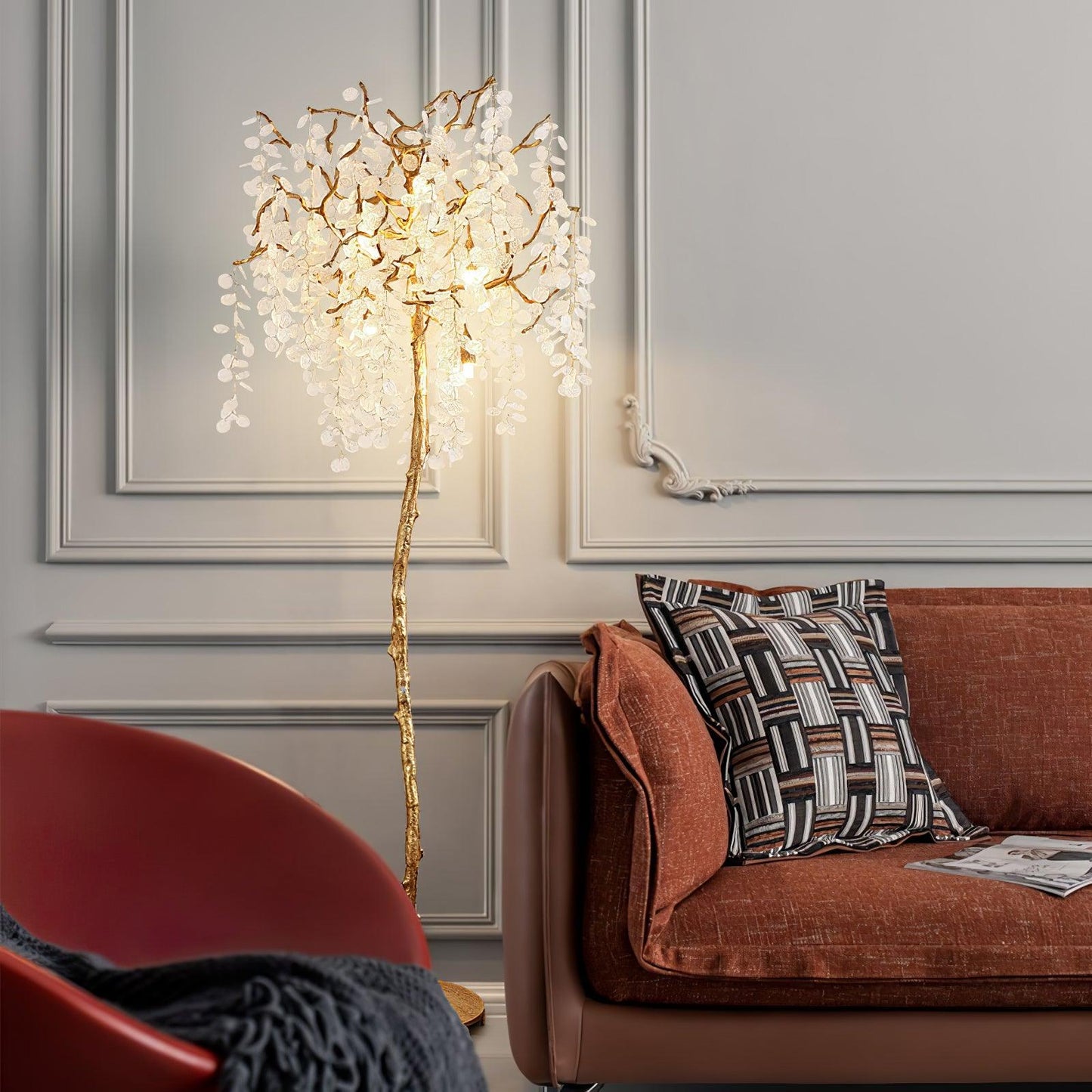 Shiro Noda Floor Light - LED Brass & Glass Design 175cm