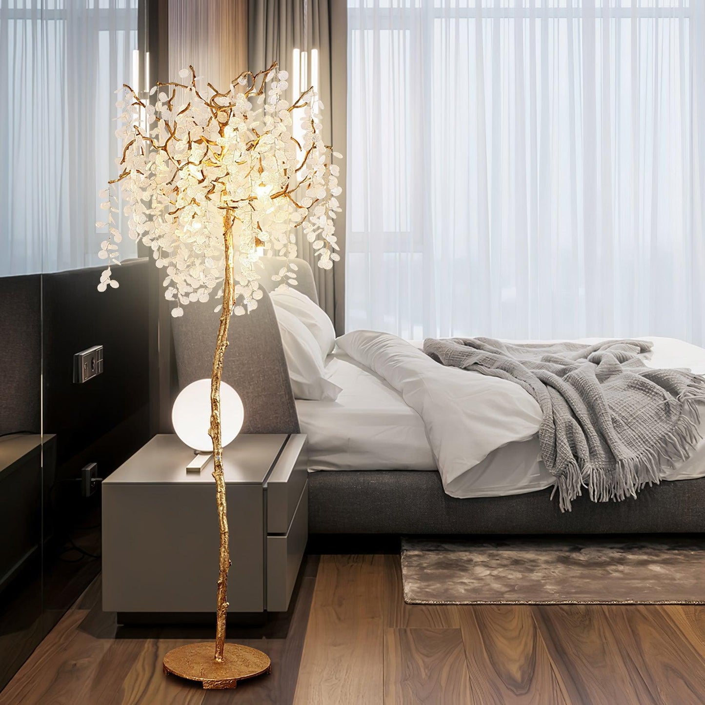 Shiro Noda Floor Light - LED Brass & Glass Design 175cm