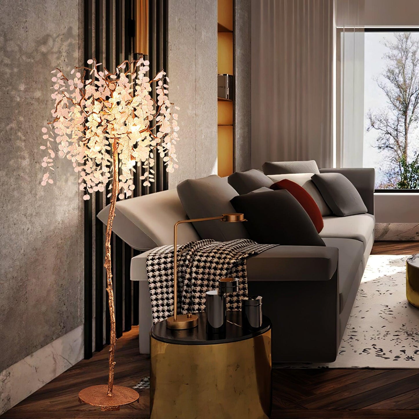 Shiro Noda Floor Light - LED Brass & Glass Design 175cm