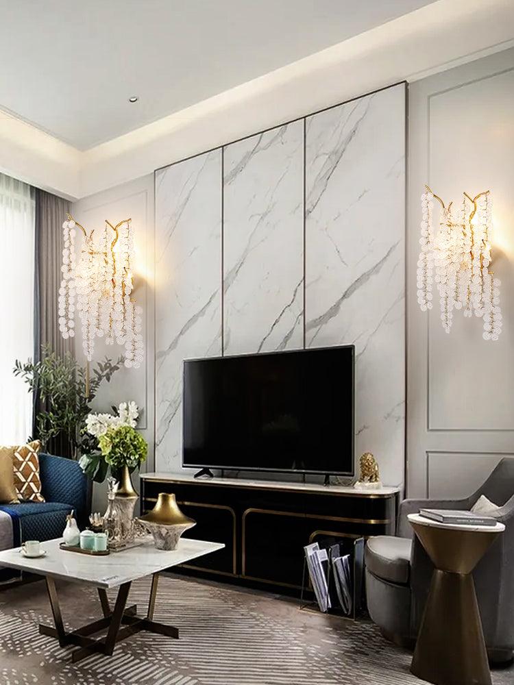 Shiro Noda Wall Lamp Set of 2 LED Brass Crystal Lights