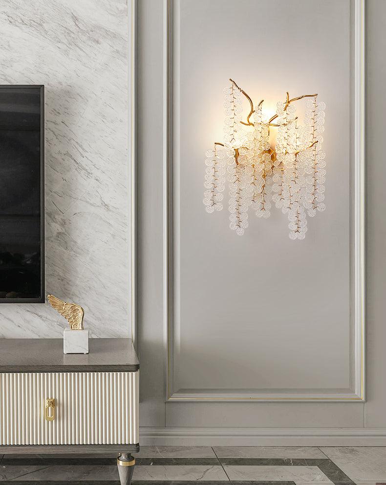 Shiro Noda Wall Lamp Set of 2 LED Brass Crystal Lights