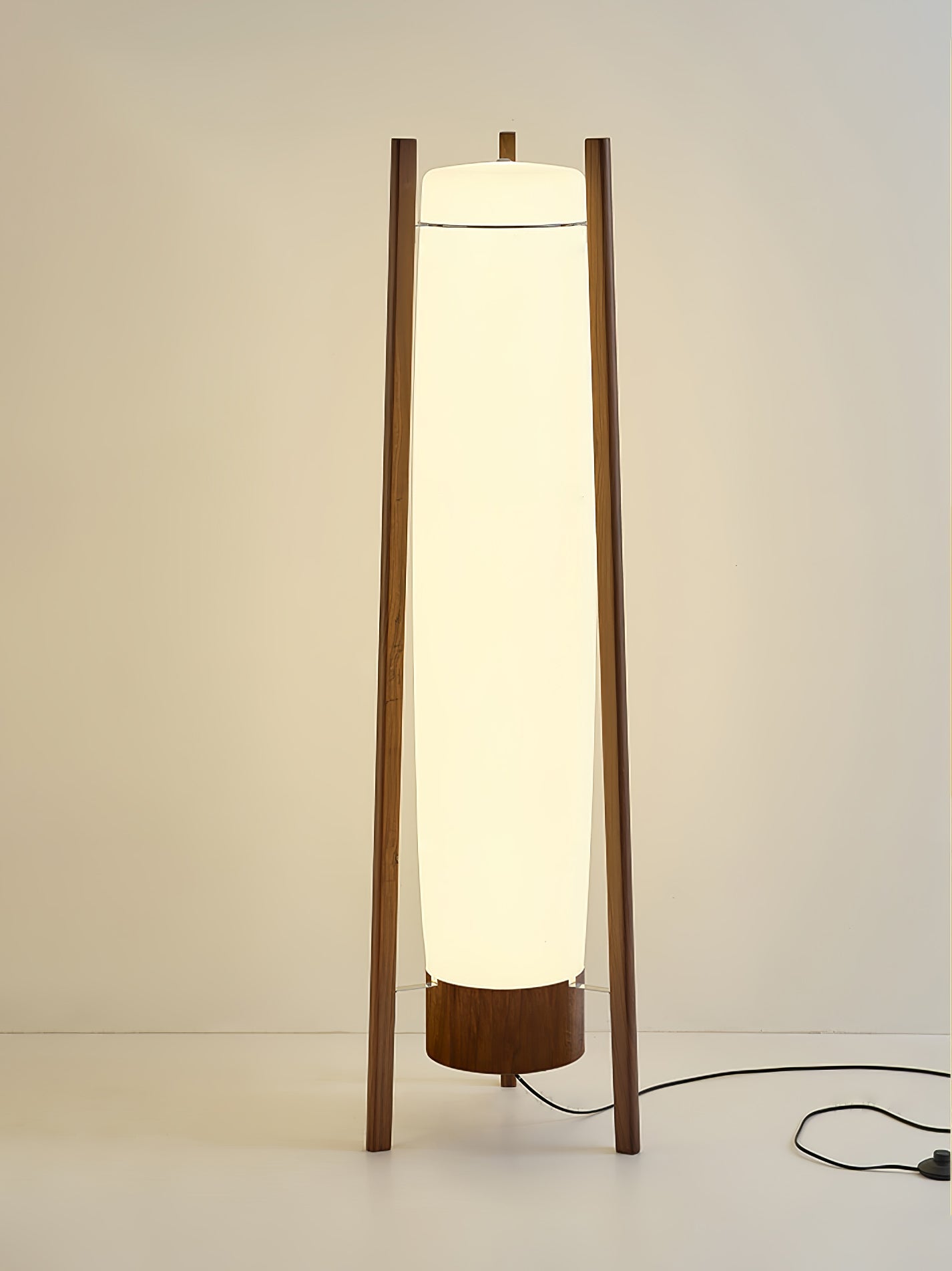 Side LED Floor Lamp with Walnut Finish and Warm Light
