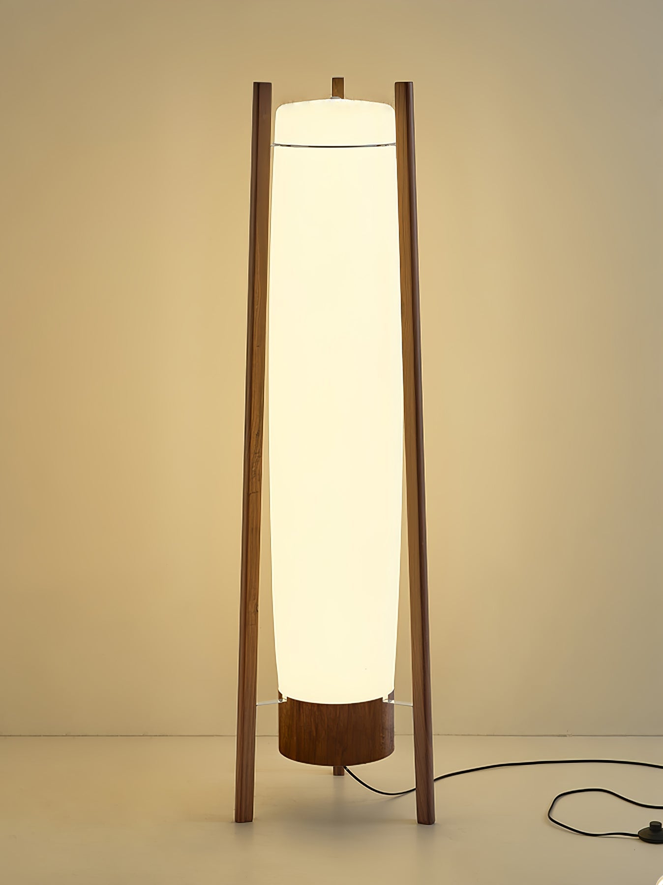 Side LED Floor Lamp with Walnut Finish and Warm Light