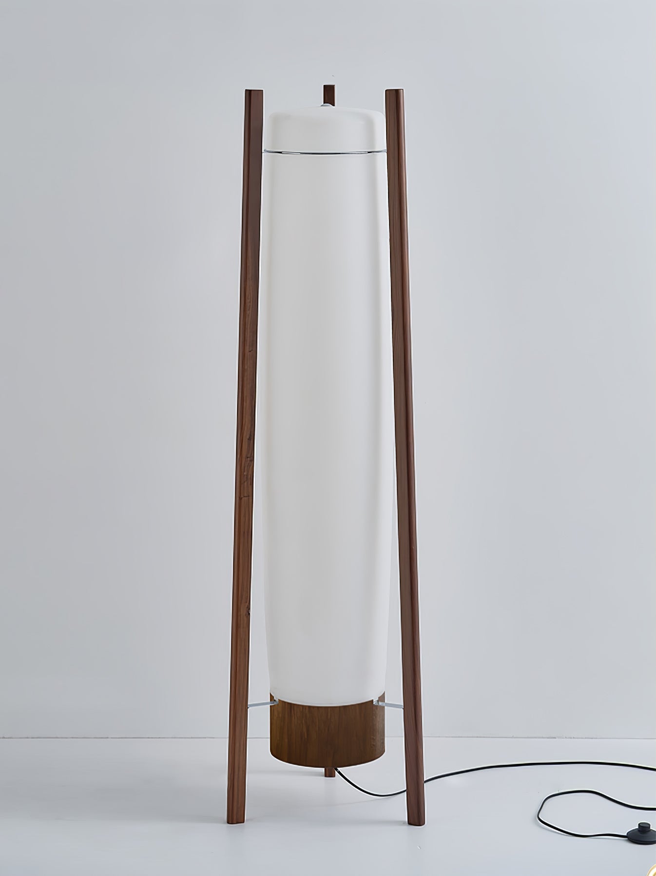 Side LED Floor Lamp with Walnut Finish and Warm Light