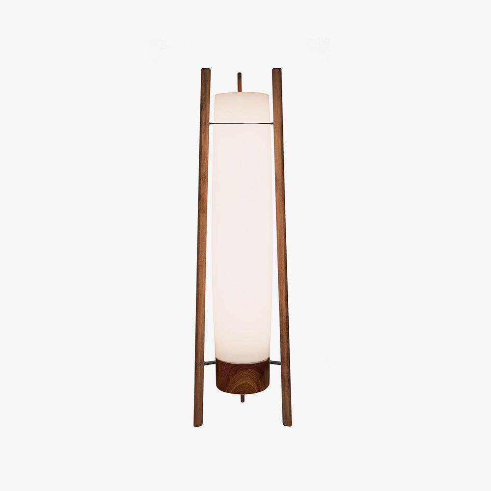 Side LED Floor Lamp with Walnut Finish and Warm Light