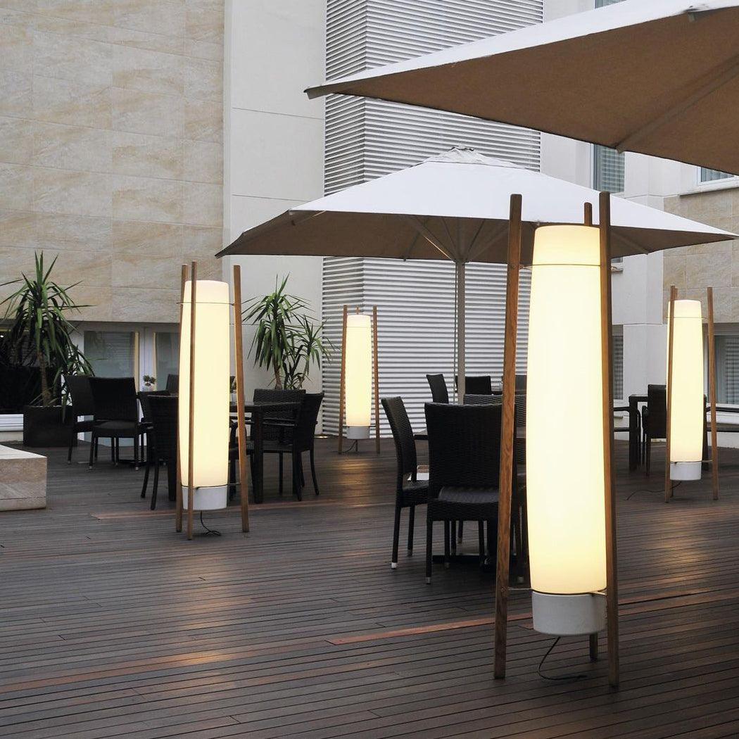 Side LED Floor Lamp with Walnut Finish and Warm Light