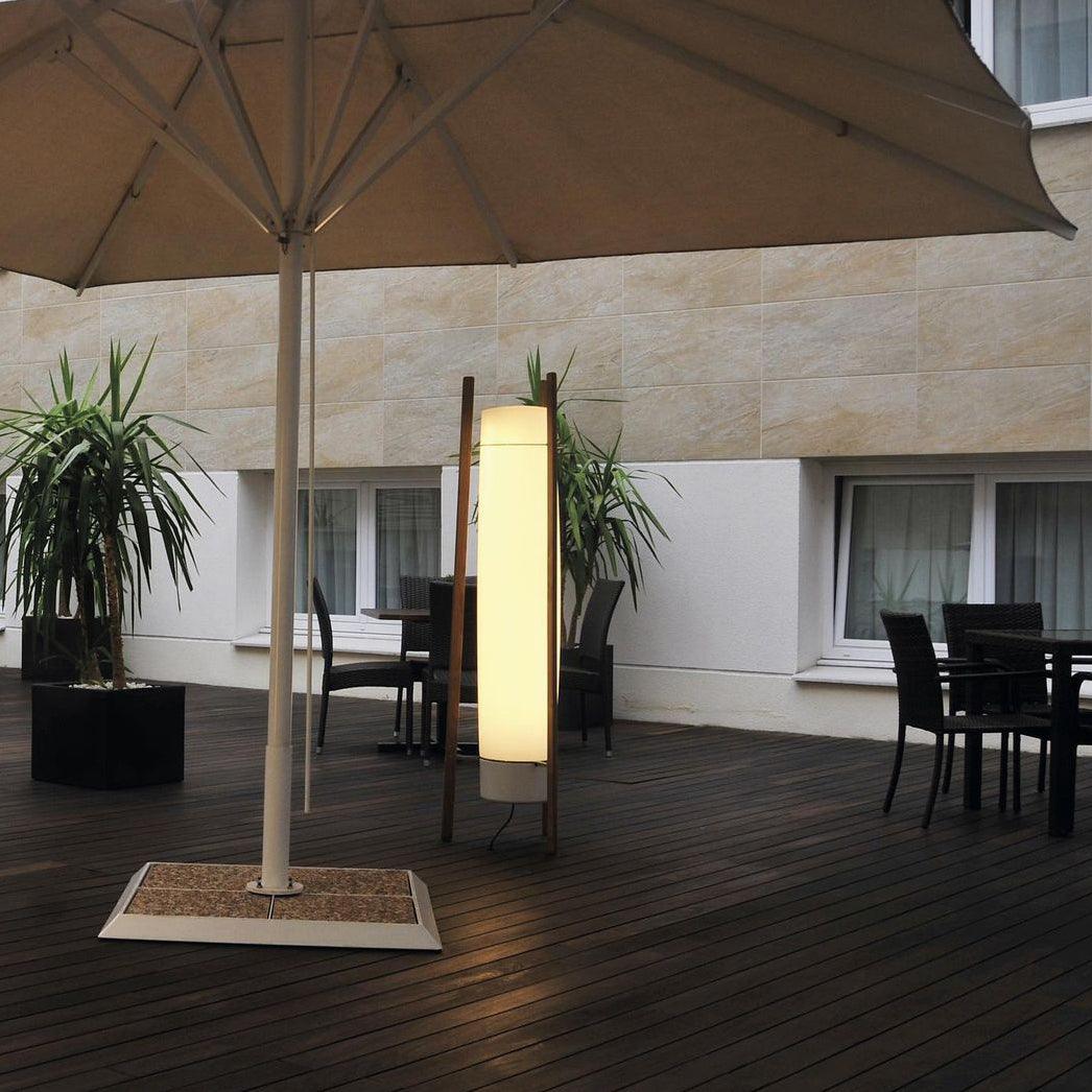 Side LED Floor Lamp with Walnut Finish and Warm Light