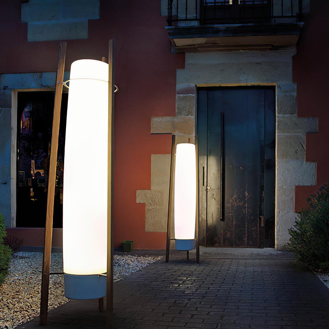 Side LED Floor Lamp with Walnut Finish and Warm Light