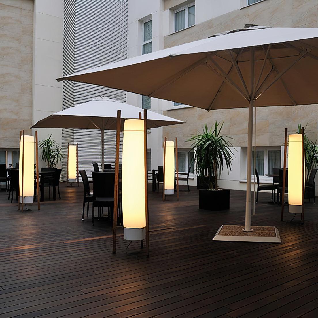 Side LED Floor Lamp with Walnut Finish and Warm Light