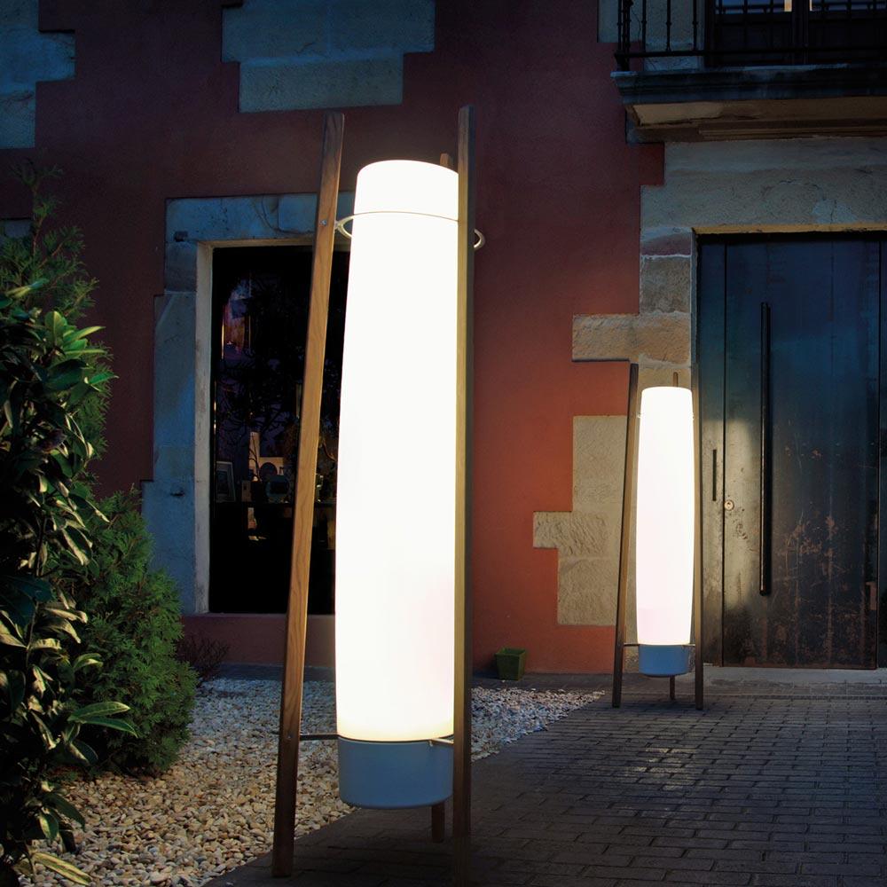 Side LED Floor Lamp with Walnut Finish and Warm Light