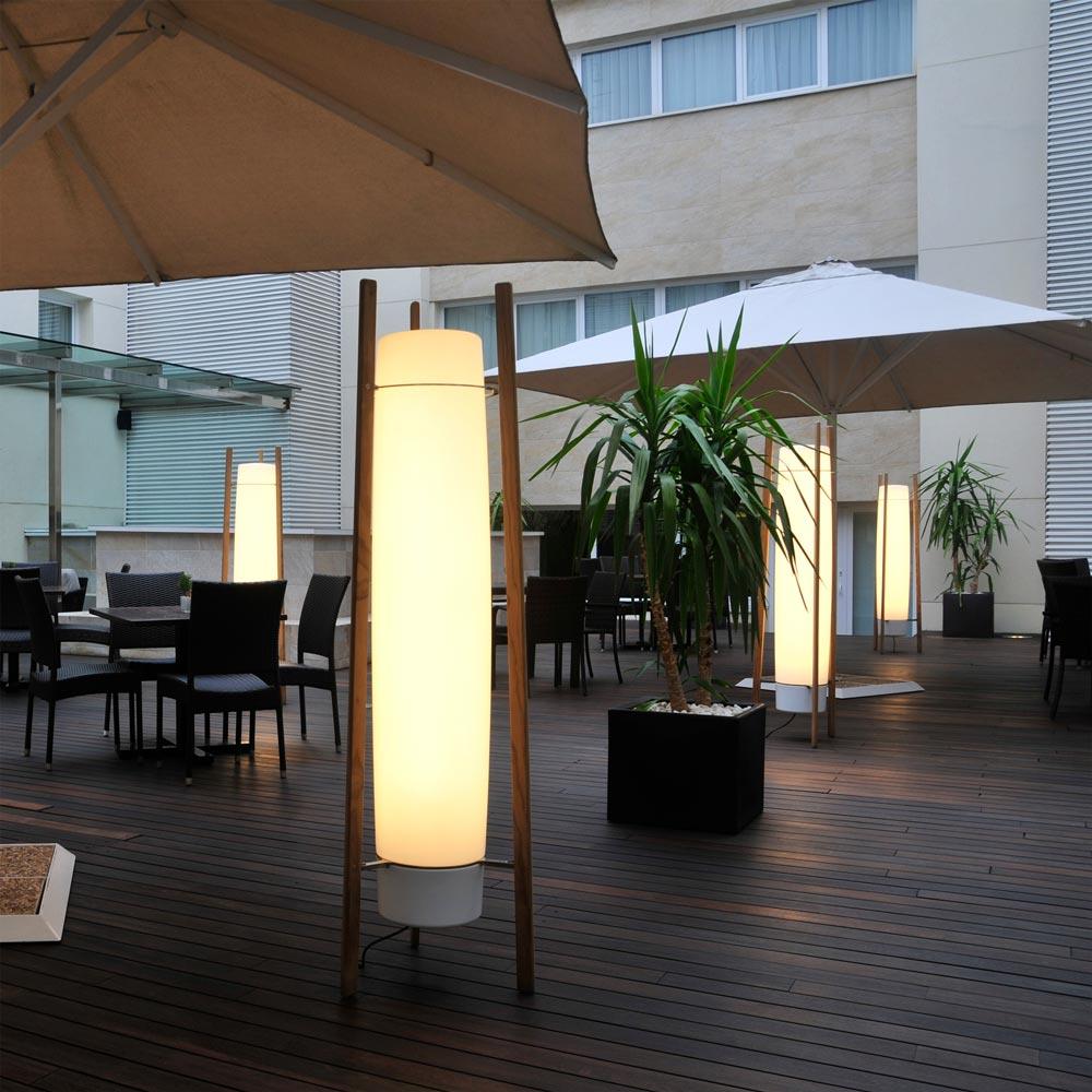 Side LED Floor Lamp with Walnut Finish and Warm Light