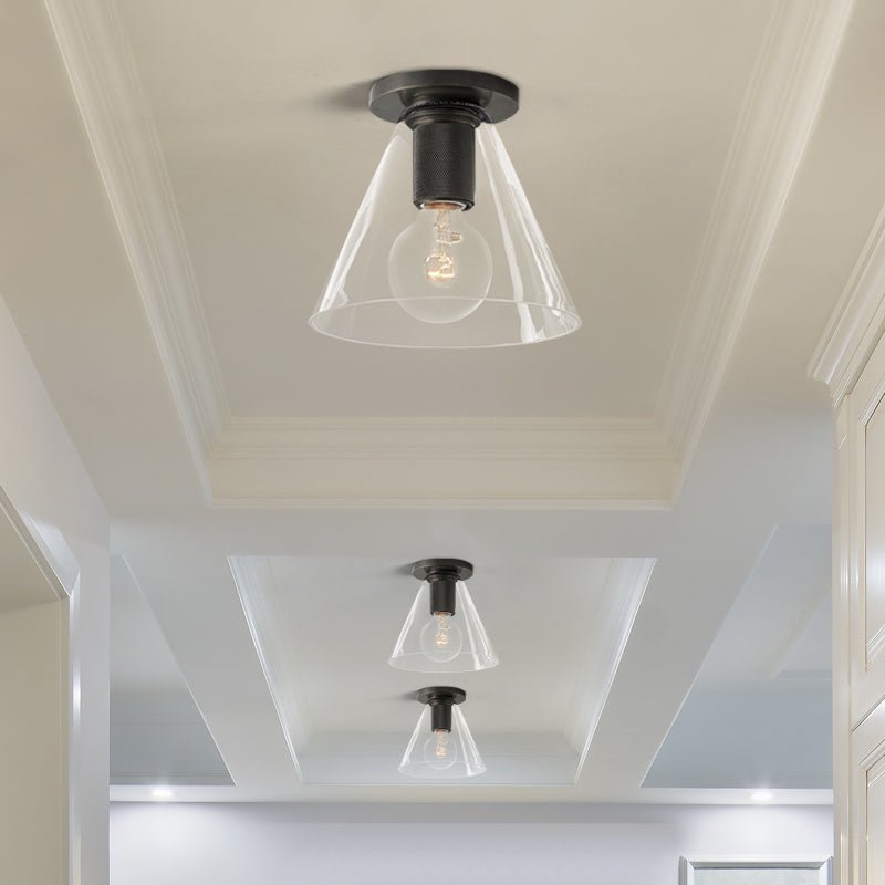 Simple Style Flush Mount Light - LED Brass Clear Glass