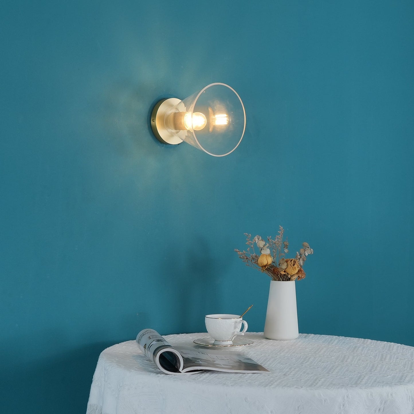 Simple Style Flush Mount Light - LED Brass Clear Glass