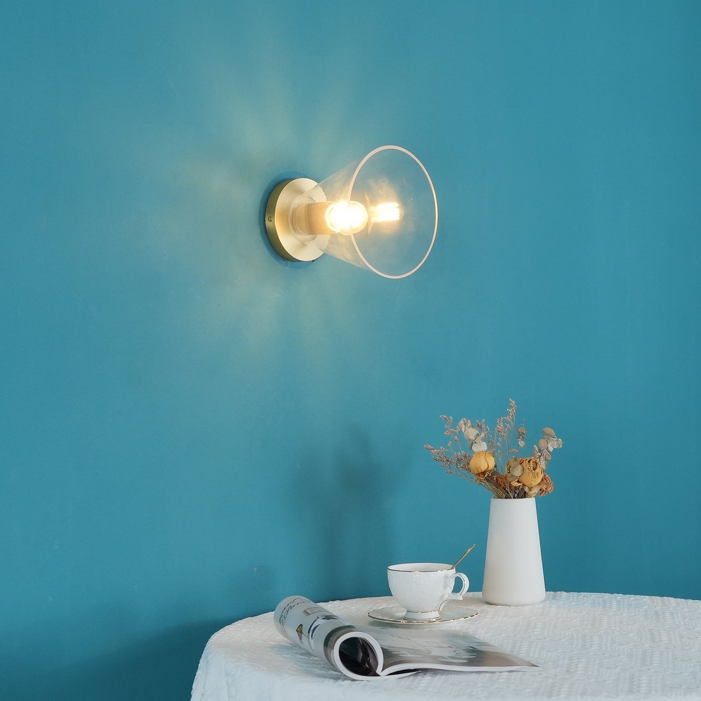 Simple Style Flush Mount Light - LED Brass Clear Glass