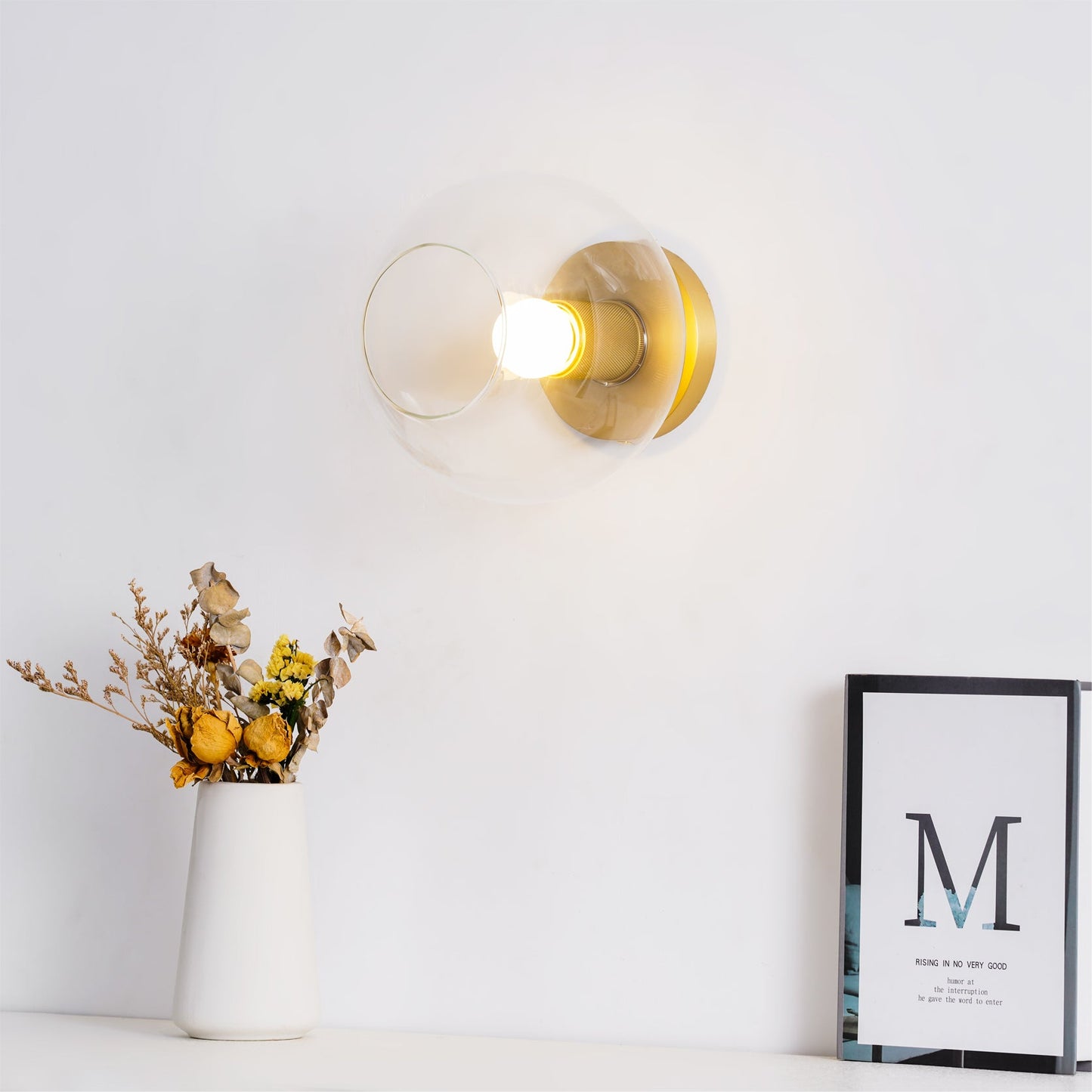 Simple Style Flush Mount Light - LED Brass Clear Glass