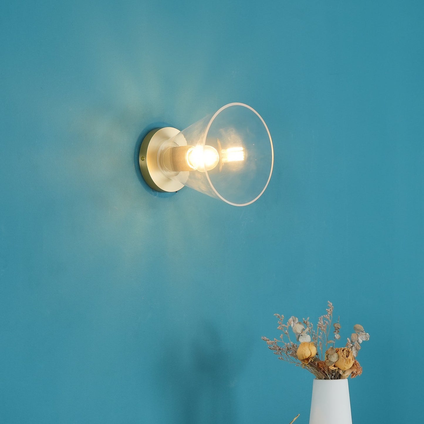Simple Style Flush Mount Light - LED Brass Clear Glass