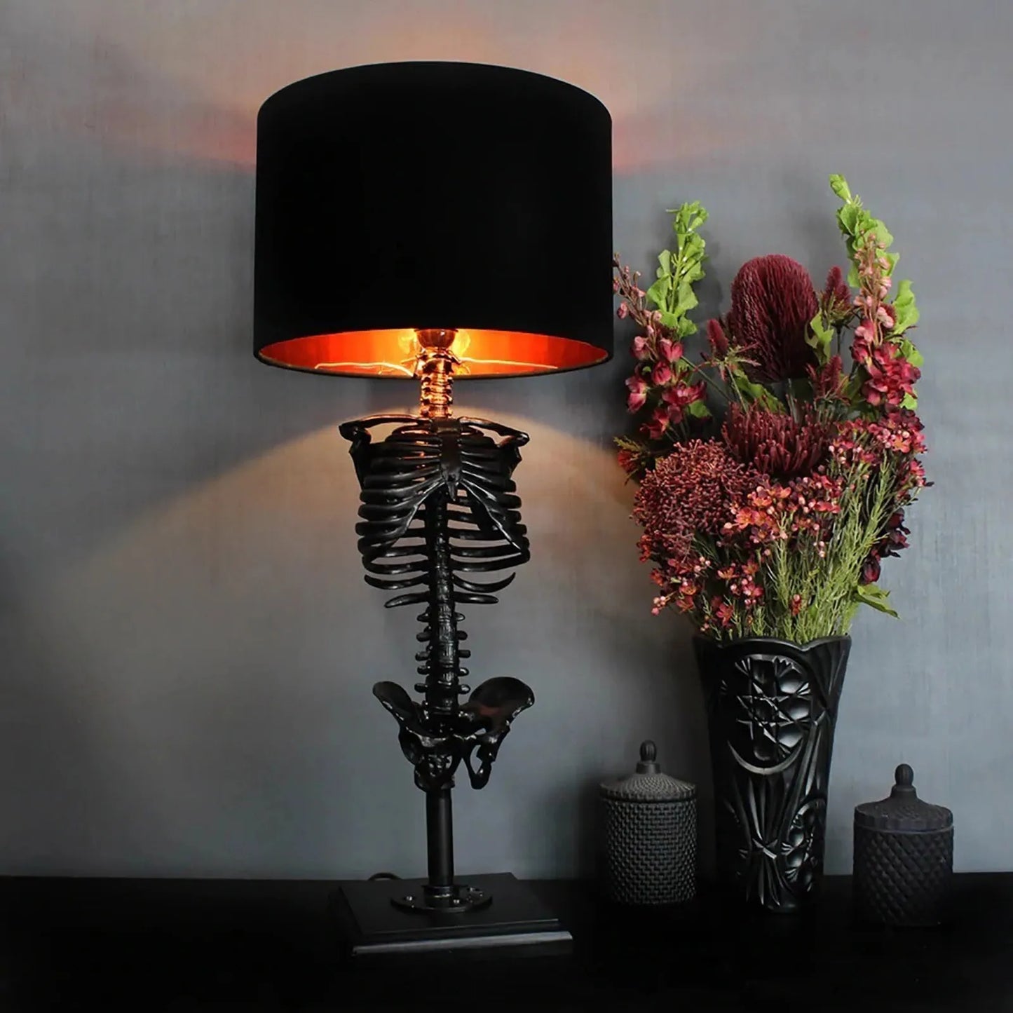 Handcrafted Gothic Skeleton Table Lamp - USB Powered 5W