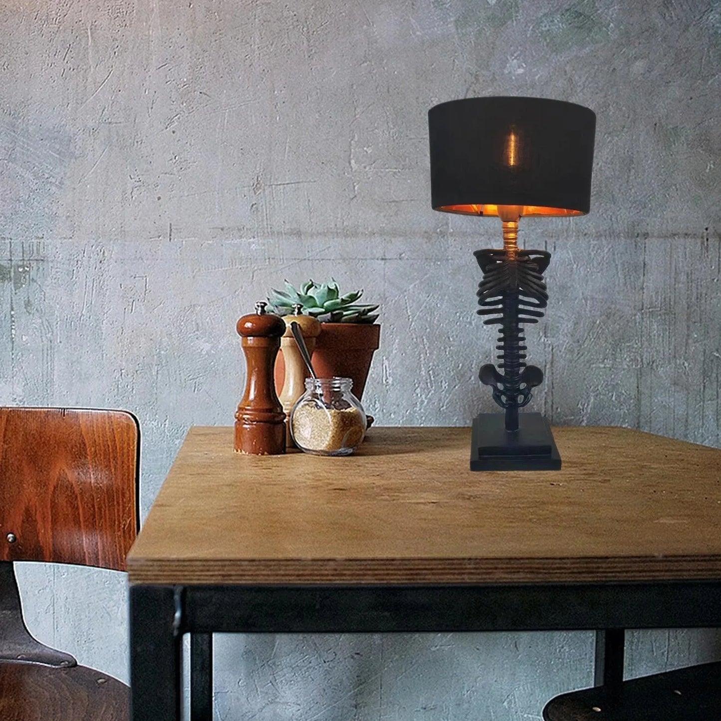 Handcrafted Gothic Skeleton Table Lamp - USB Powered 5W