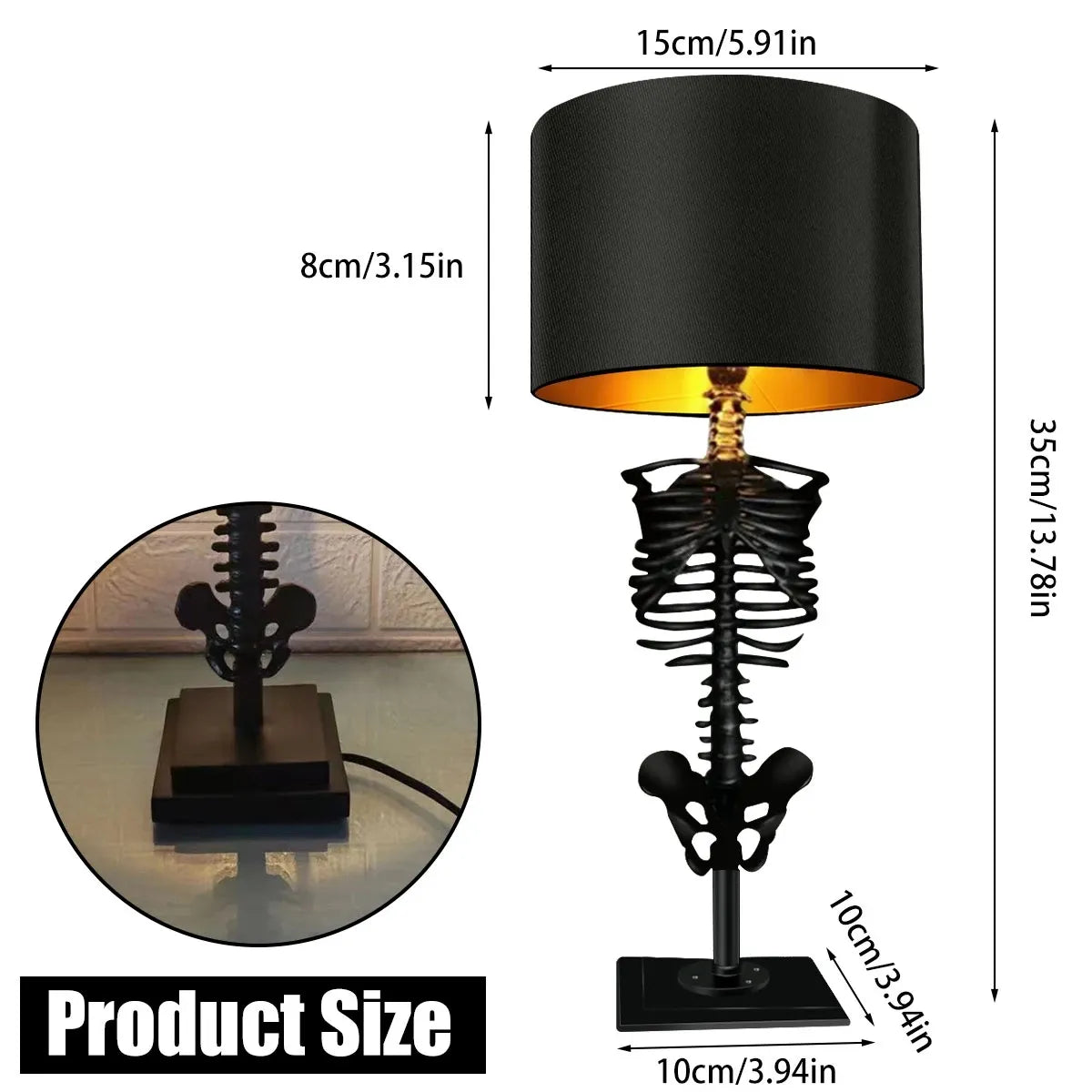 Handcrafted Gothic Skeleton Table Lamp - USB Powered 5W