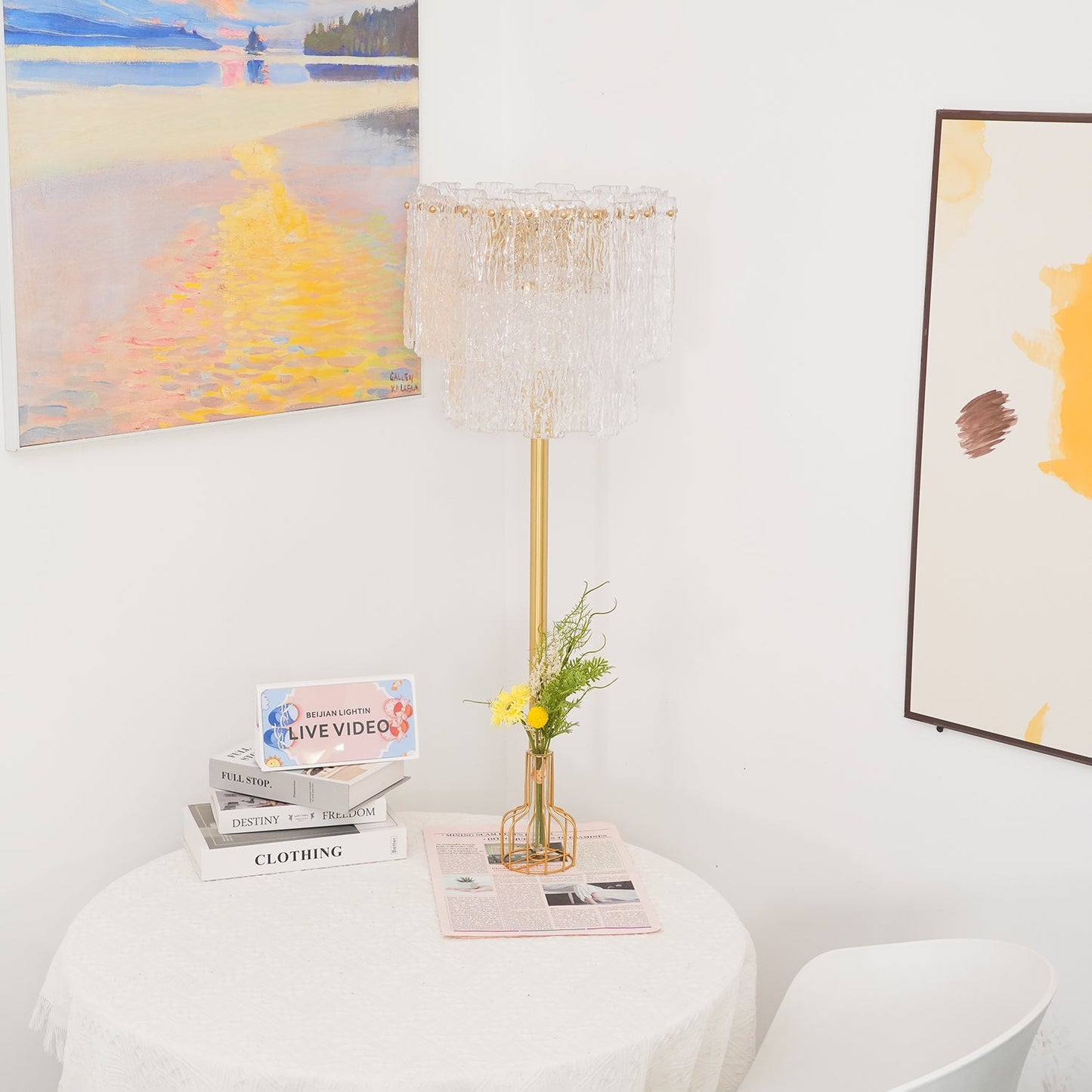 Skylar Floor Lamp LED Brass and Glass Indoor Lighting