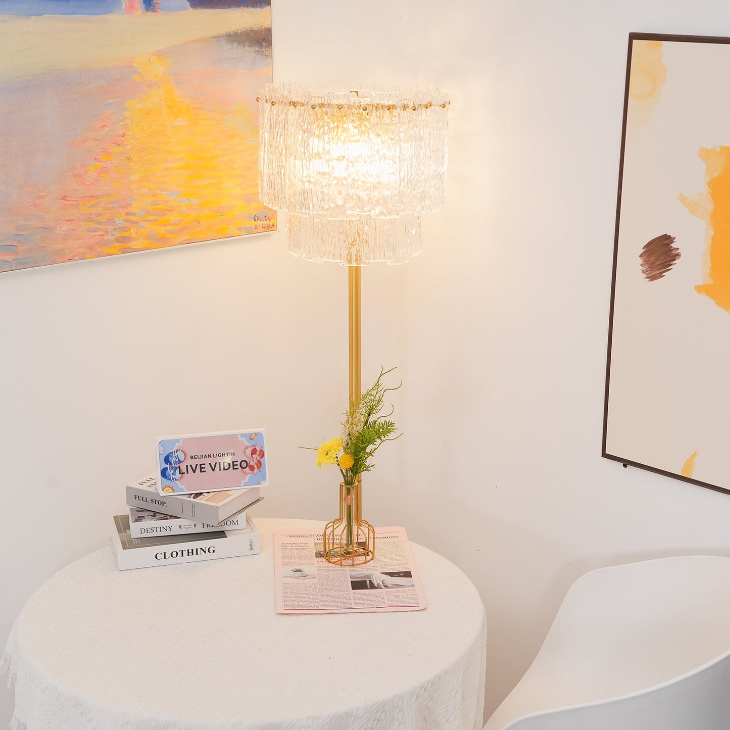 Skylar Floor Lamp LED Brass and Glass Indoor Lighting