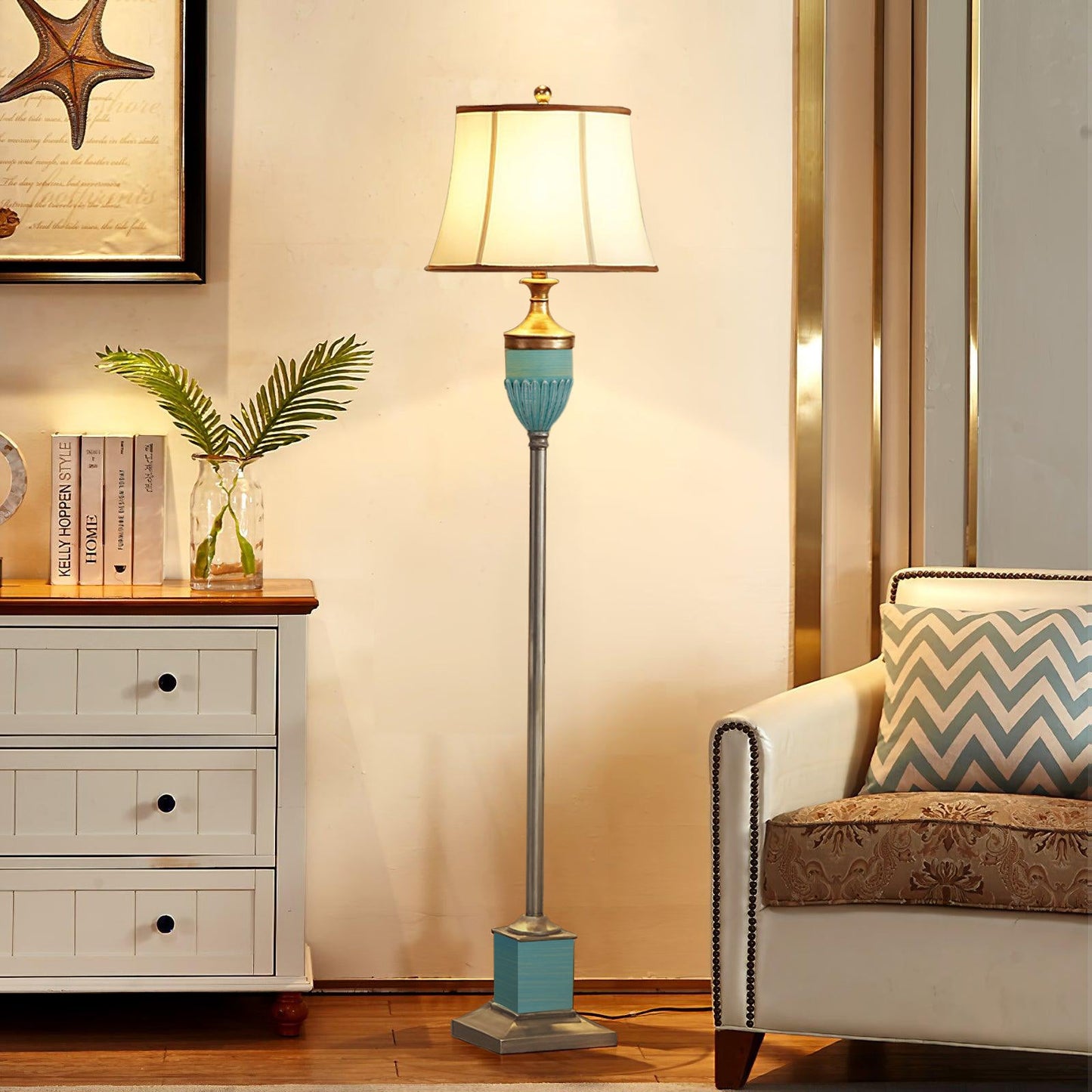 Smafan Floor Lamp – Art Deco LED Indoor Lighting, Resin Base