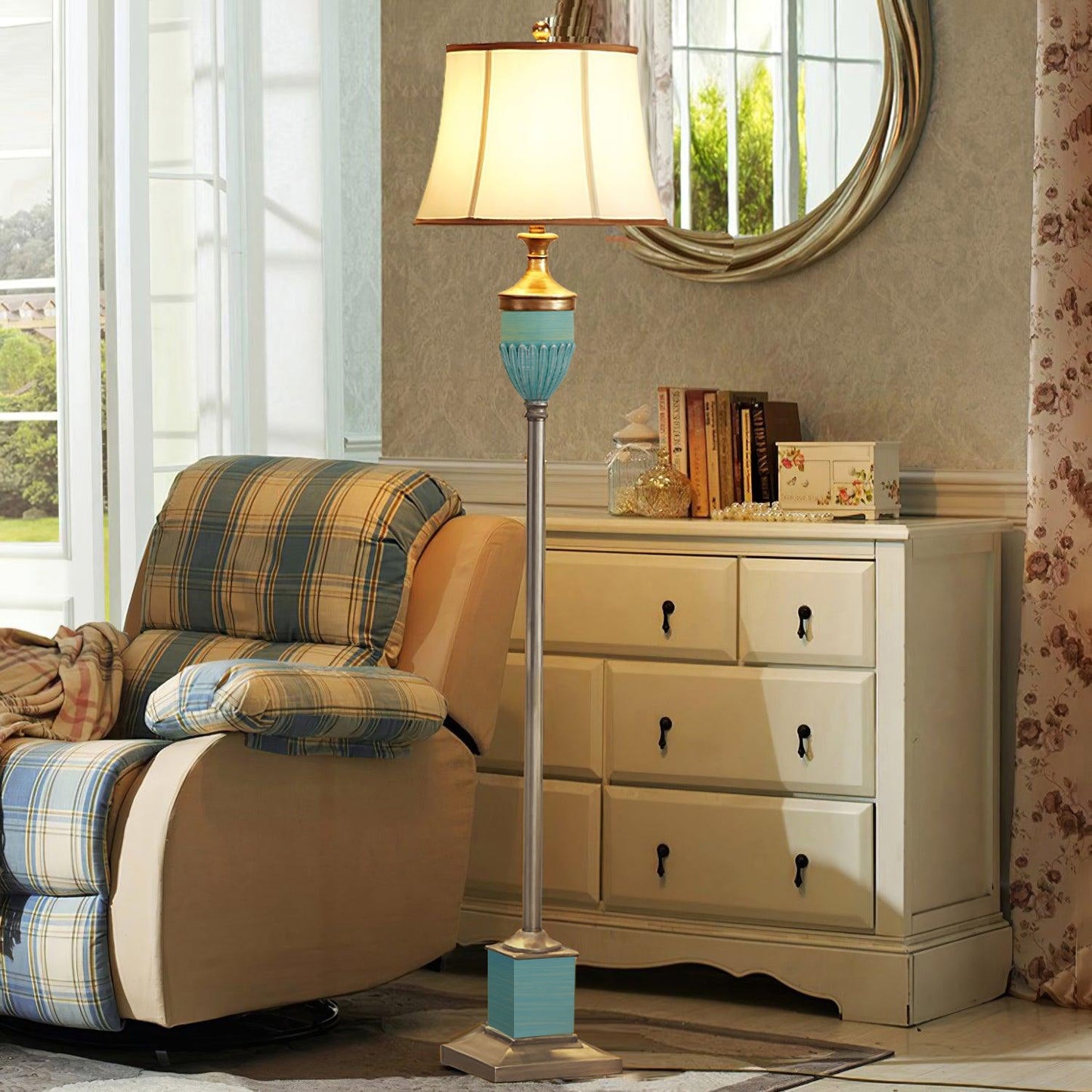 Smafan Floor Lamp – Art Deco LED Indoor Lighting, Resin Base