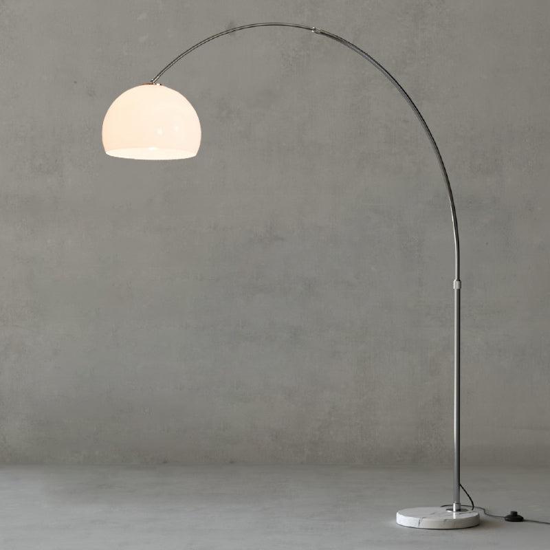 Sneedville Arched Floor Lamp with Marble Base and LED Shade