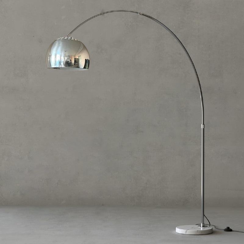 Sneedville Arched Floor Lamp with Marble Base and LED Shade