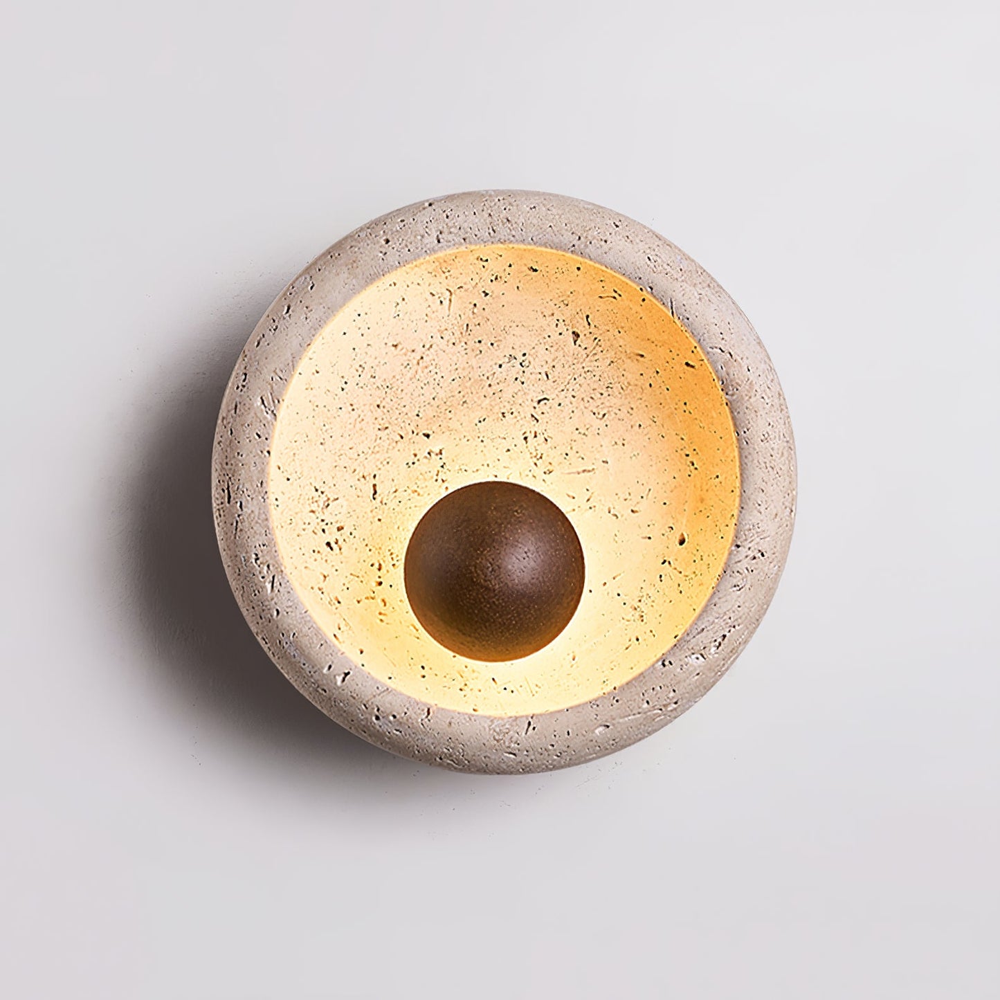 Sol Sphere Wall Lamp - LED Yellow Travertine Design Light