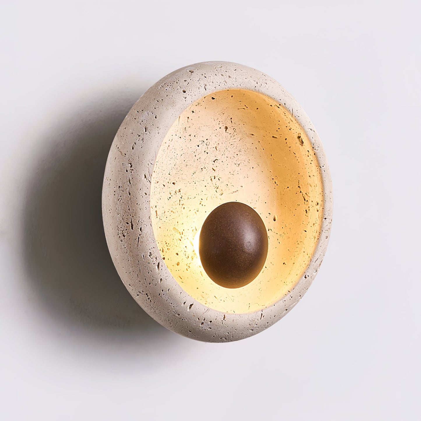 Sol Sphere Wall Lamp - LED Yellow Travertine Design Light