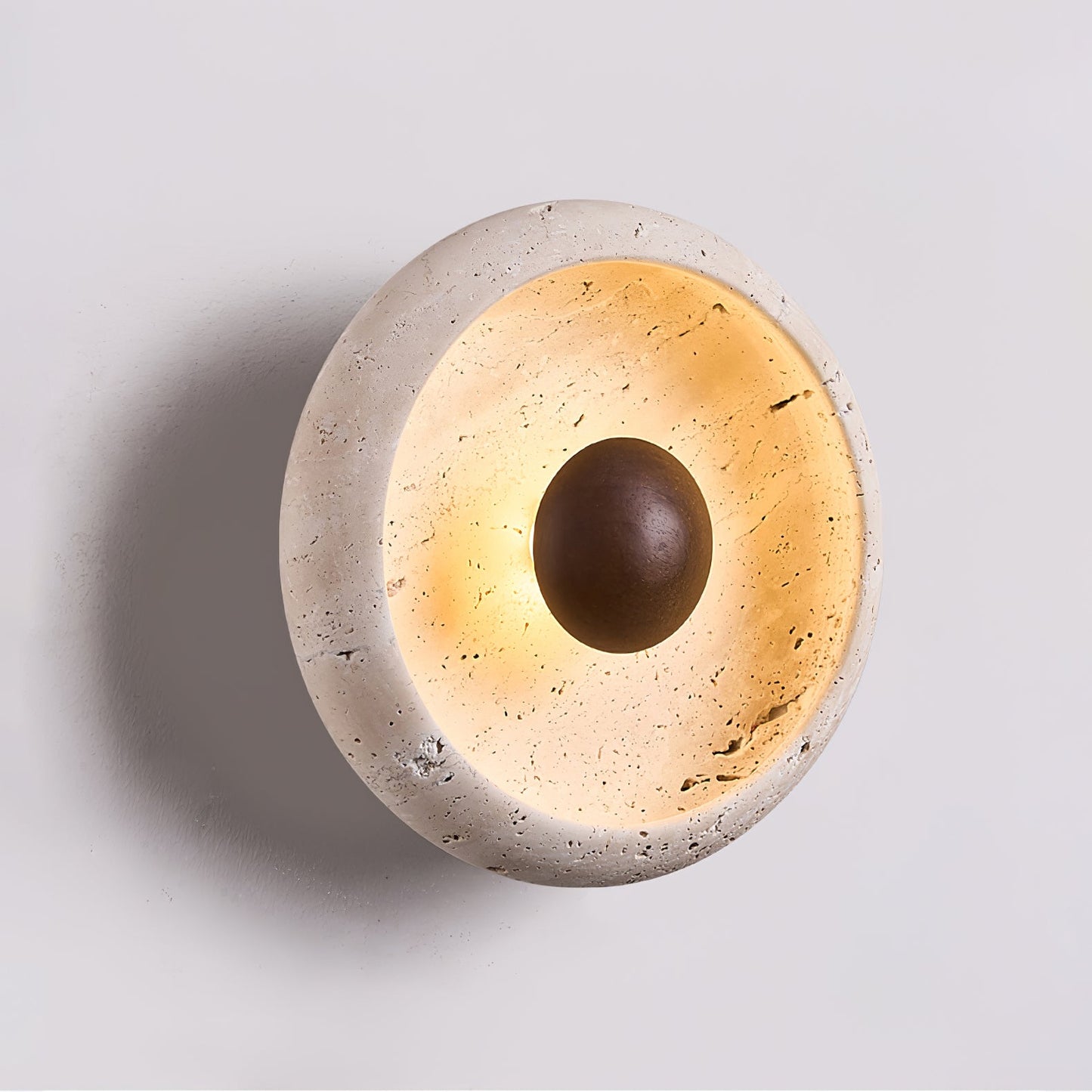 Sol Sphere Wall Lamp - LED Yellow Travertine Design Light