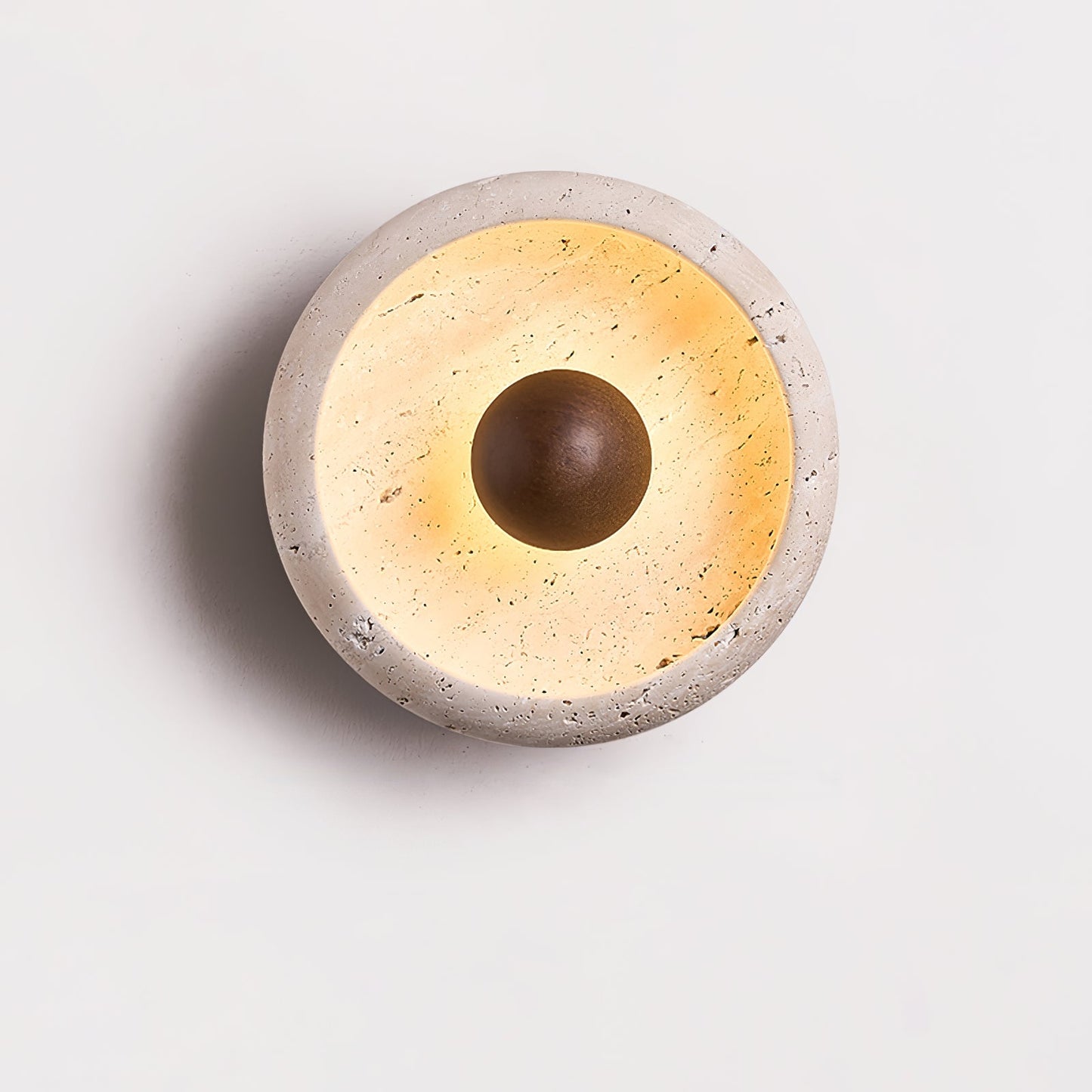 Sol Sphere Wall Lamp - LED Yellow Travertine Design Light