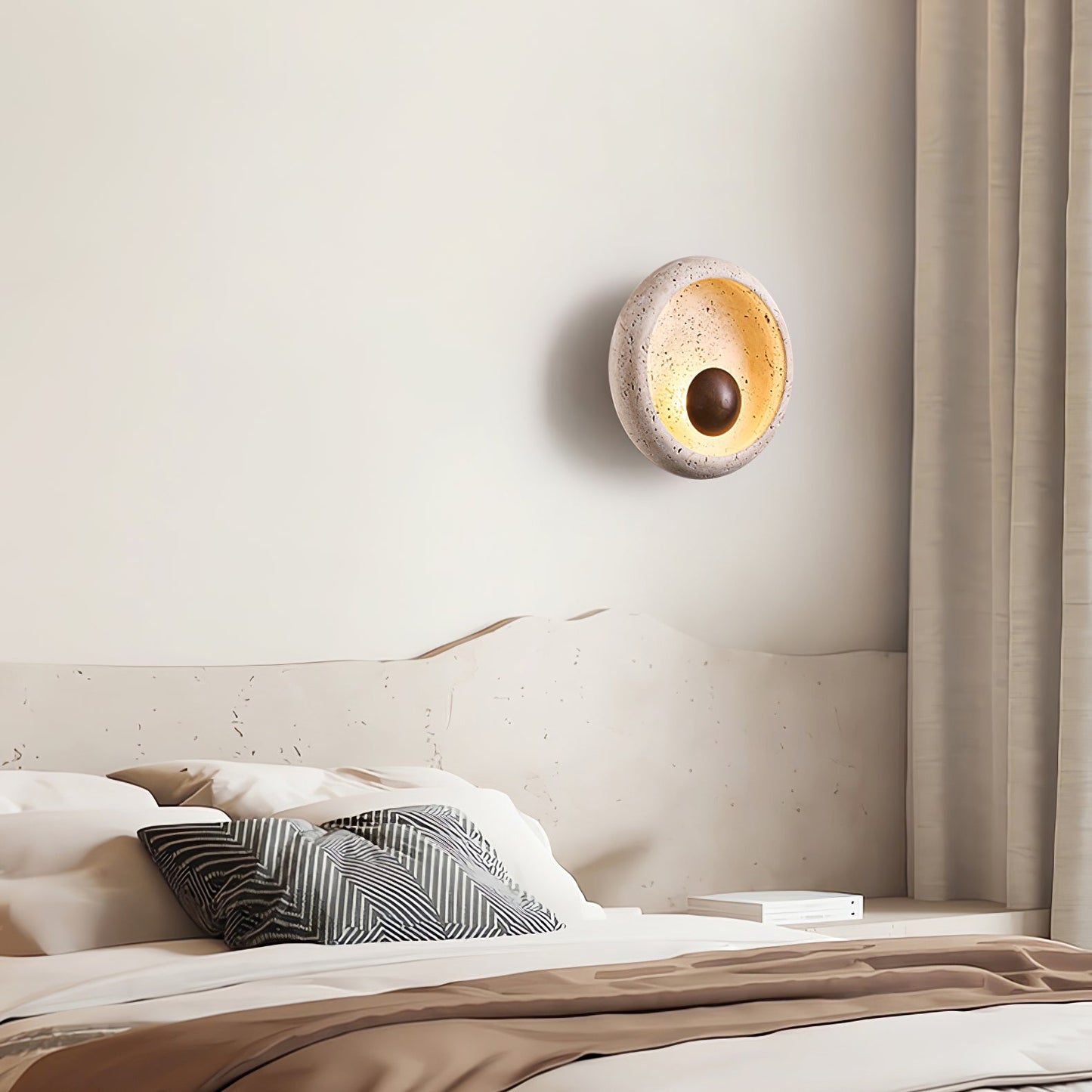 Sol Sphere Wall Lamp - LED Yellow Travertine Design Light