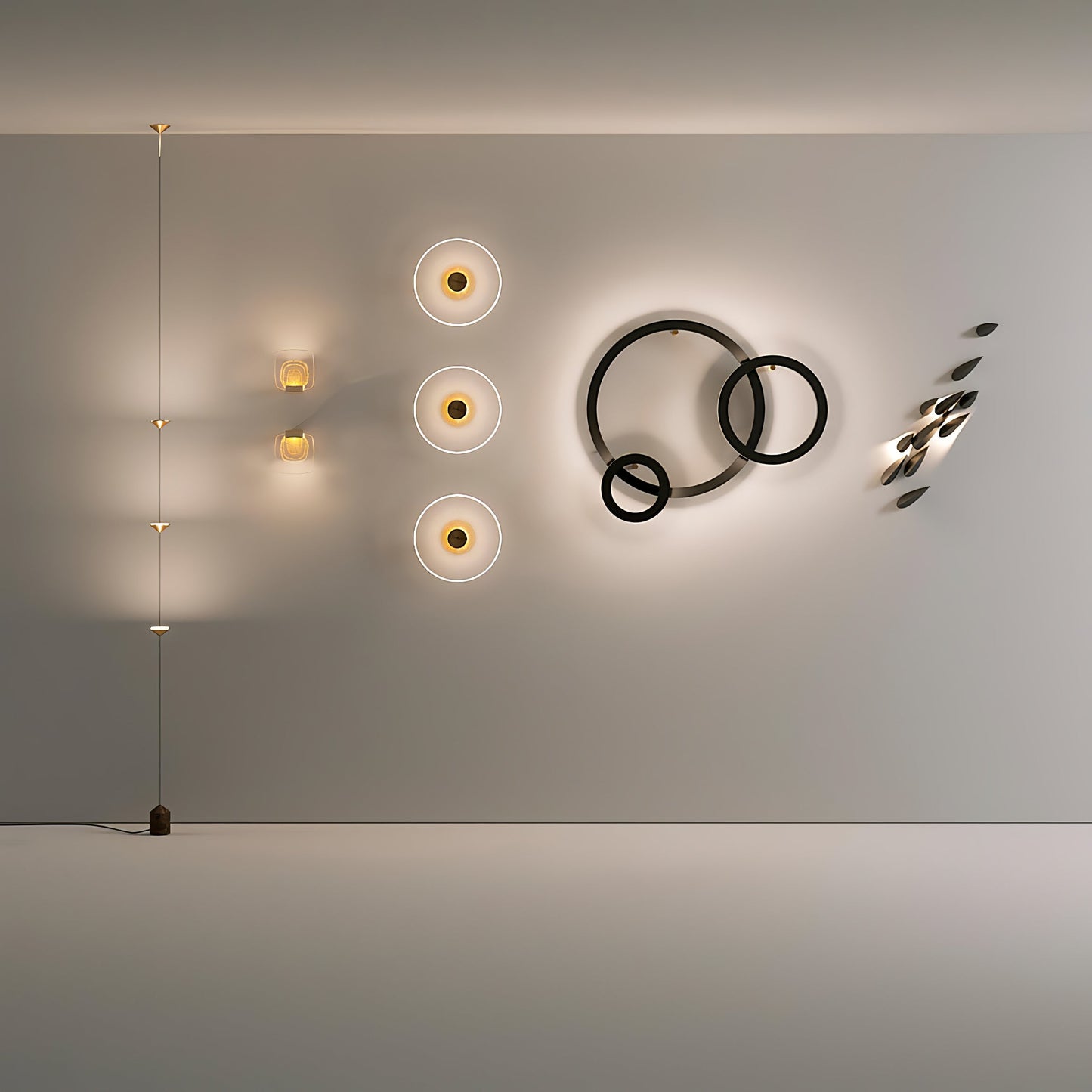 Soreluna Floor Lamp with Adjustable LED Shades Black Gold