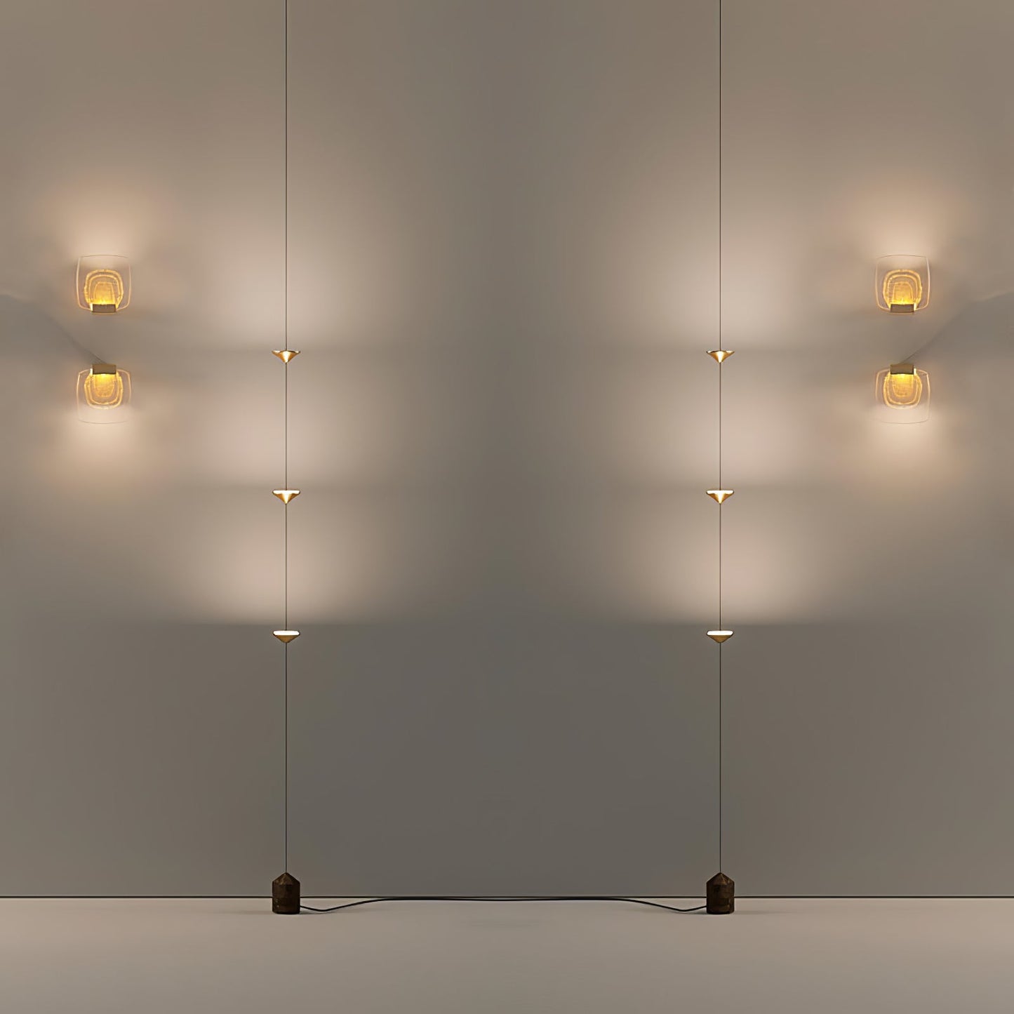 Soreluna Floor Lamp with Adjustable LED Shades Black Gold