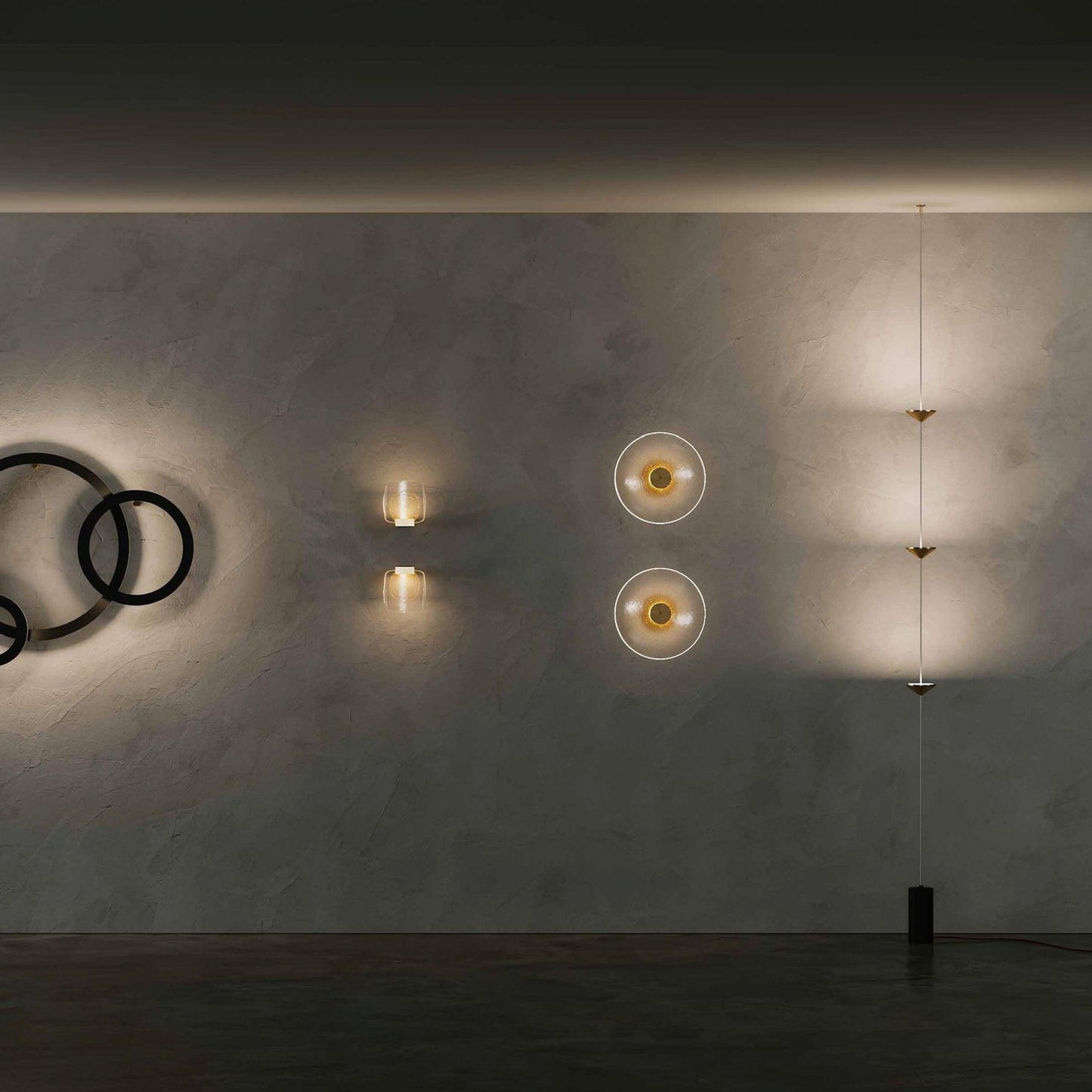 Soreluna Floor Lamp with Adjustable LED Shades Black Gold