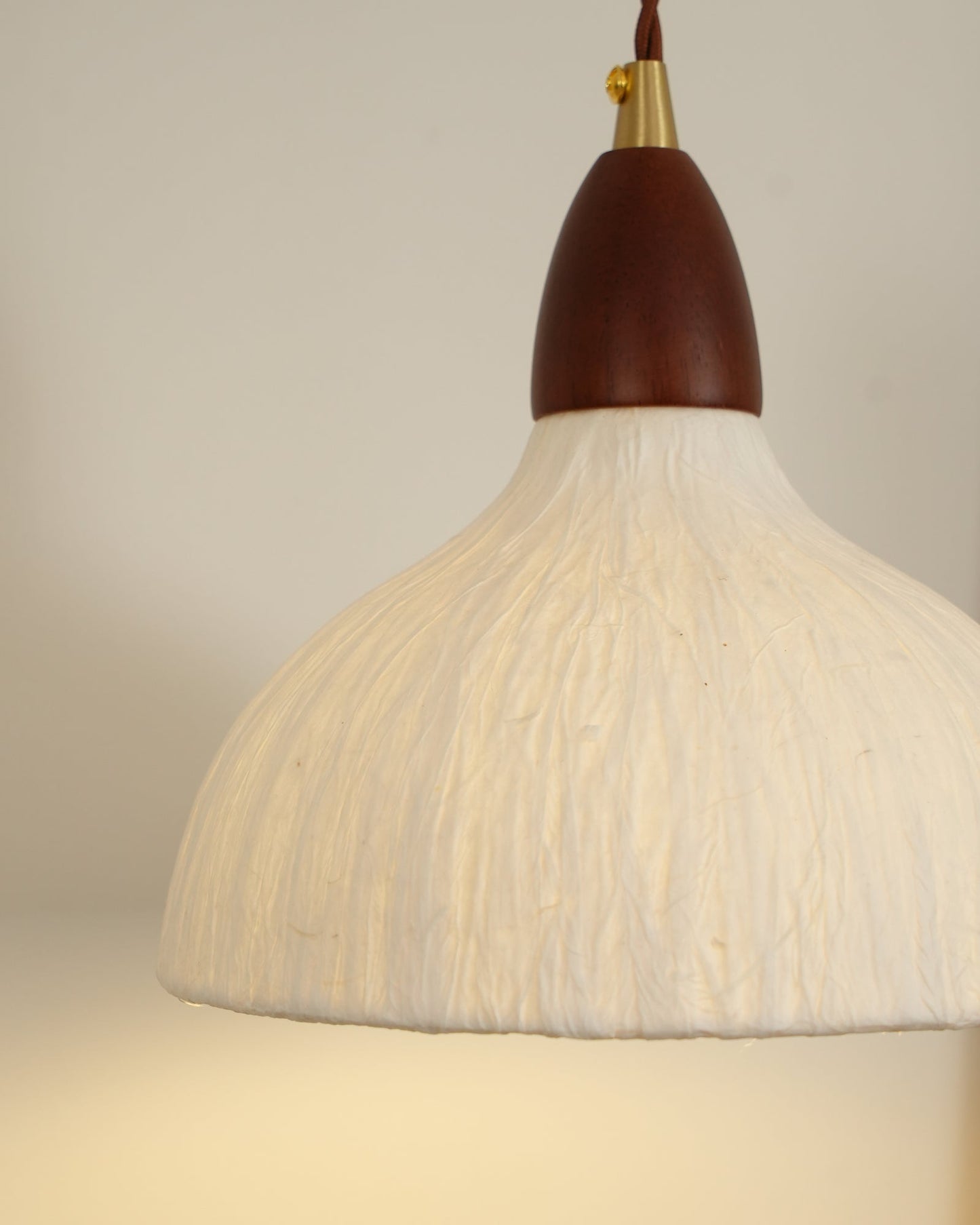 Soren Wall Lamp - Handmade White Rice Paper Shade, Walnut Wood