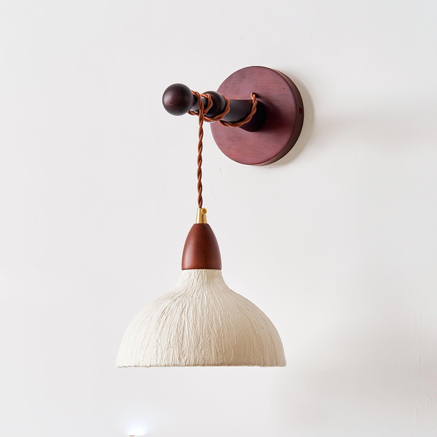 Soren Wall Lamp - Handmade White Rice Paper Shade, Walnut Wood